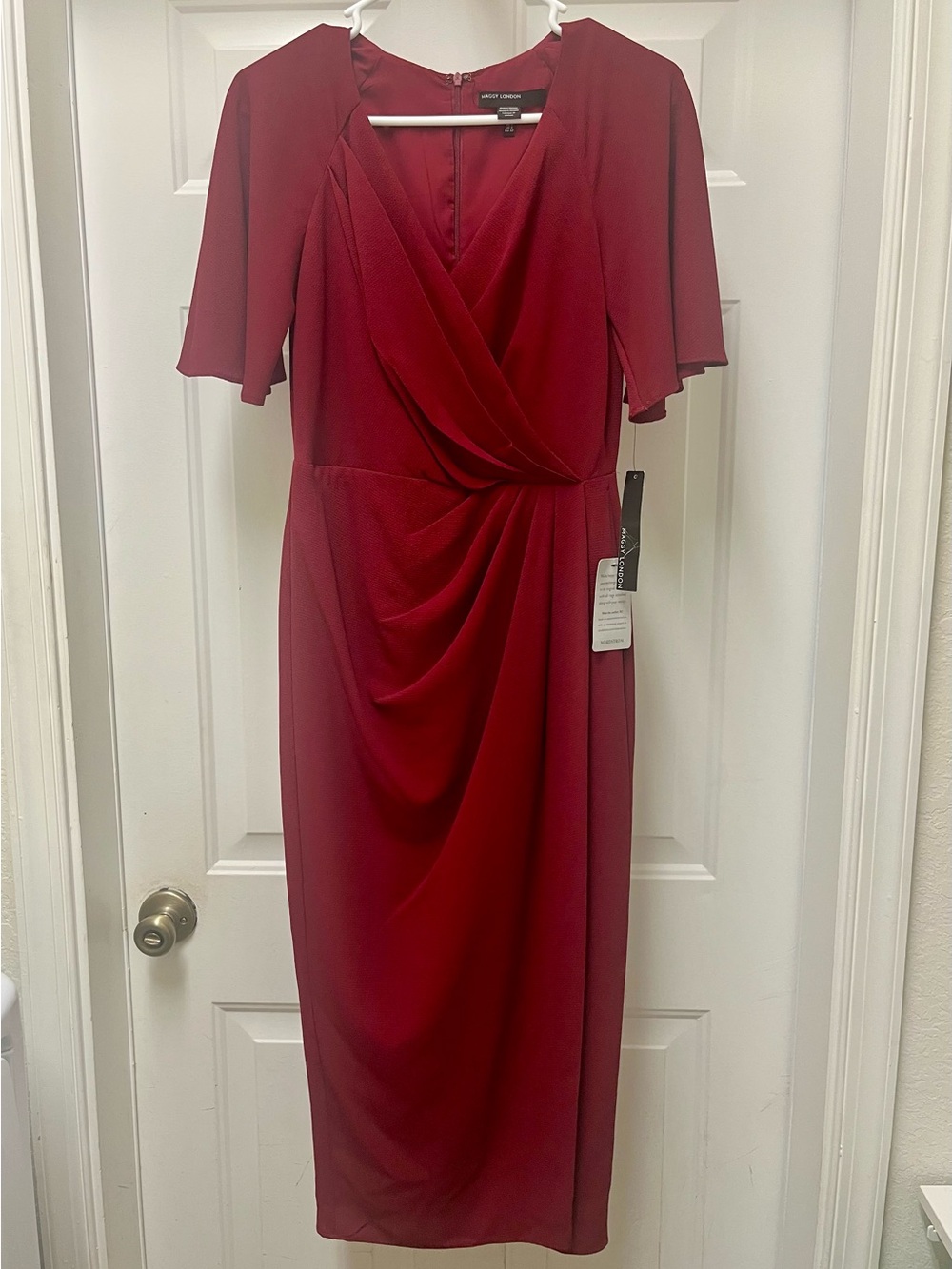 NWT Maggy London Faux Wrap Midi Dress - Burgundy